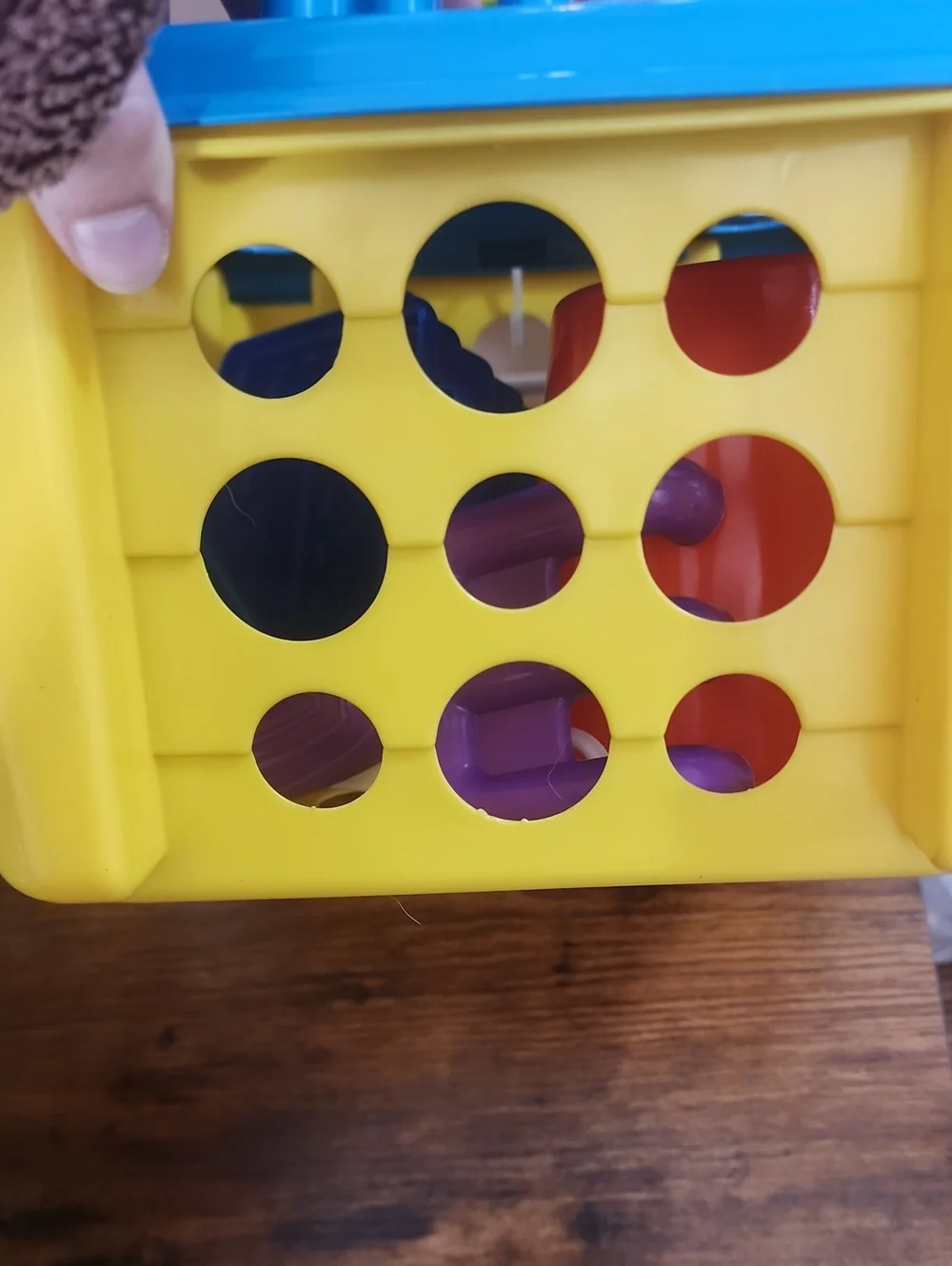 Green Frog Shape Box With Sand Casle Stuff For The Beach In It. And A Blue Fish